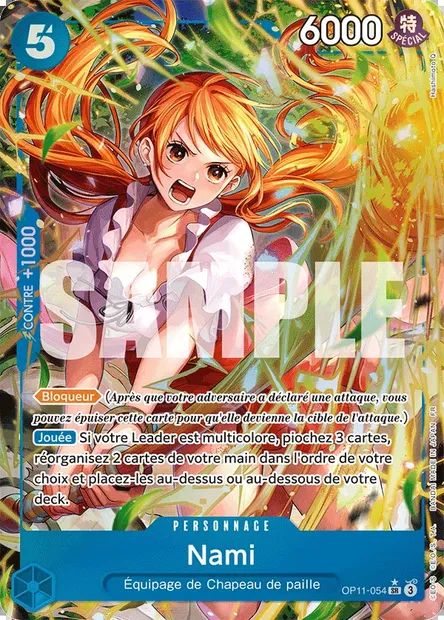 Nami, carte One Piece OP11-054 — extension DES POINGS VIFS COMME L'ÉCLAIR
