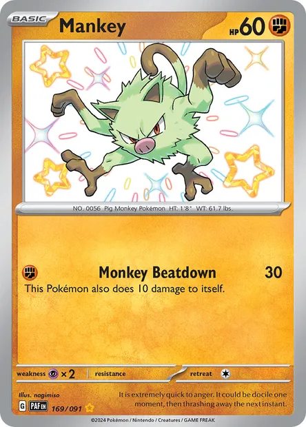 Mankey, Pokémon card PAF 169 — Paldean Fates set