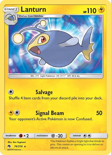 Lanturn, Pokémon card LOT 74 — Lost Thunder set