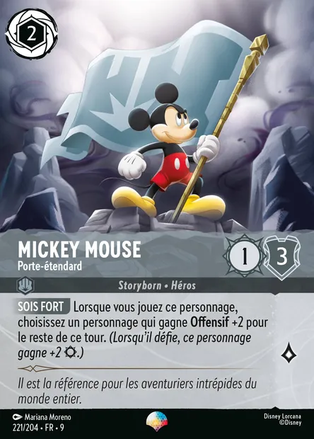 Mickey Mouse - Porte-étendard, carte Disney Lorcana CH9-221 — extension Fabuleux