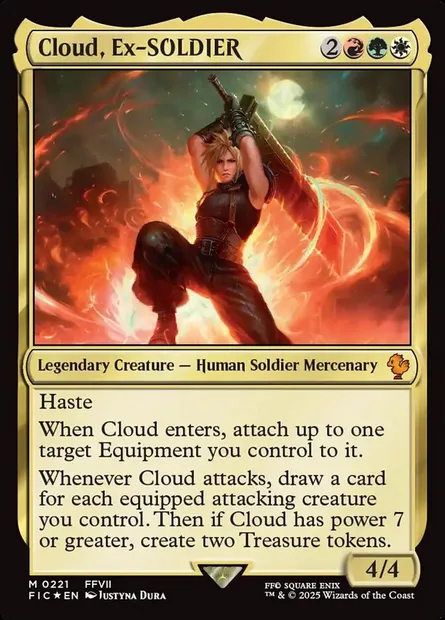 Cloud, Ex-SOLDIER, Magic card FIC 221 — Final Fantasy Commander set
