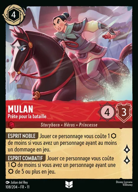 Mulan - Prête pour la bataille, carte Disney Lorcana CH11-108 — extension Givresort