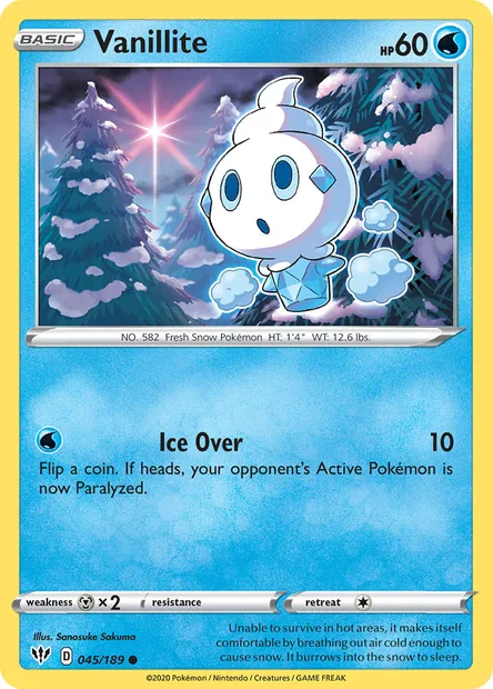 Vanillite, Pokémon card DAA 45 — Darkness Ablaze set