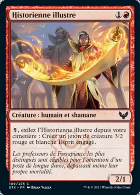 Historienne illustre, carte Magic STX 109 — extension Strixhaven: l'Académie des Mages