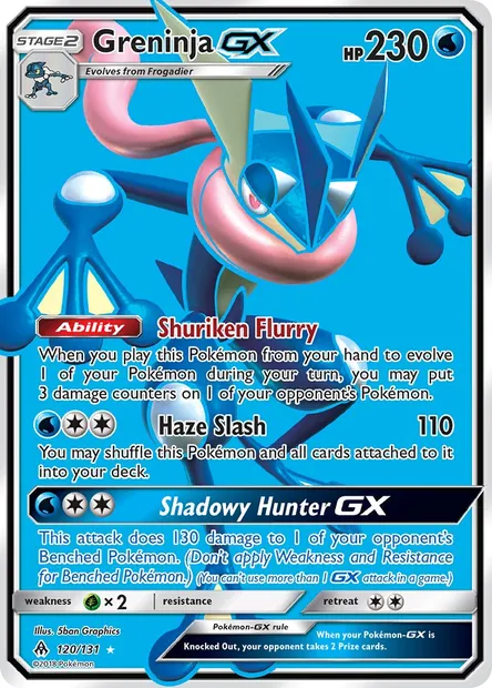 Greninja GX, Pokémon card FLI 120 — Forbidden Light set
