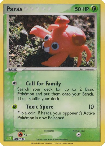 Paras, carte Pokémon CLV 004 — extension Pokémon TCG Classic: Venusaur & Lugia ex Deck