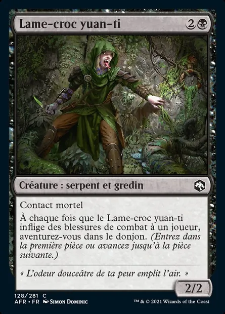Lame-croc yuan-ti, carte Magic AFR 128 — extension Forgotten Realms: Aventures dans les Royaumes Oubliés