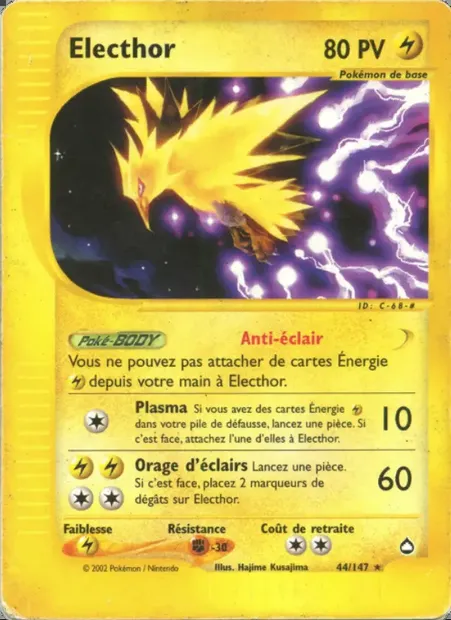 Electhor, carte Pokémon AQ 44 — extension Aquapolis