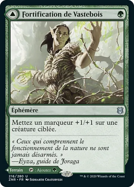 Fortification de Vastebois // Halliers de Vastebois, carte Magic ZNR 216 — extension Renaissance de Zendikar