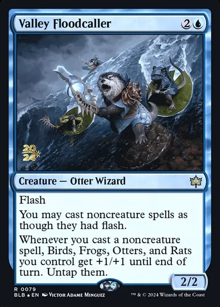 Valley Floodcaller, Magic card PBLB 79s — Bloomburrow Promos set