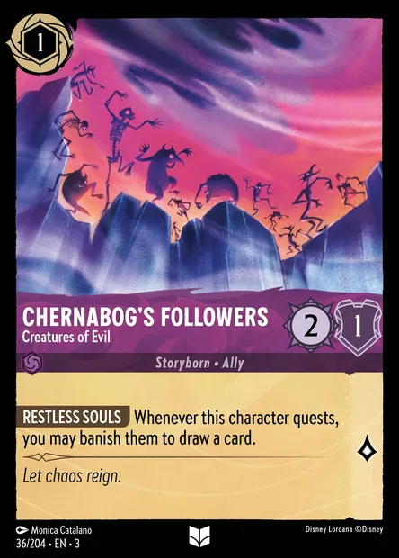 Chernabog's Followers - Creatures of Evil, Disney Lorcana card CH3-036 — Into the Inklands set