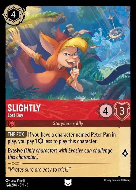 Slightly - Lost Boy, Disney Lorcana card CH3-124 — Into the Inklands set