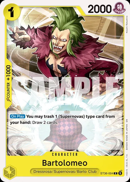 Bartolomeo, One Piece card ST36-004 — YELLOW Eustass"Captain"Kid set