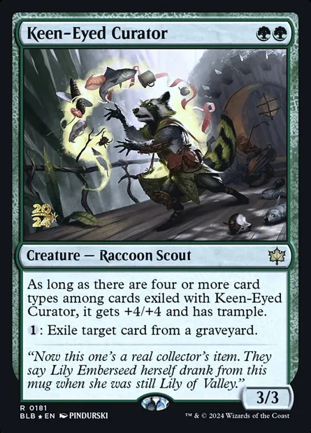 Keen-Eyed Curator, Magic card PBLB 181s — Bloomburrow Promos set