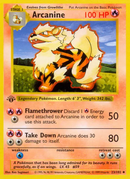 Arcanine, Pokémon card BS 23 — Base Set set