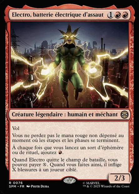 Electro, batterie électrique d'assaut, carte Magic SPM 76 — extension Marvel's Spider-Man