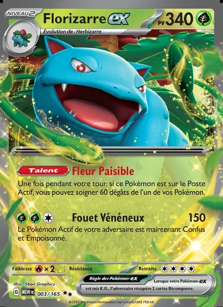 Florizarre-ex, carte Pokémon MEW 003 — extension 151