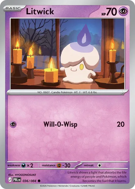 Litwick, Pokémon card PBL 036 — Pitch Black set