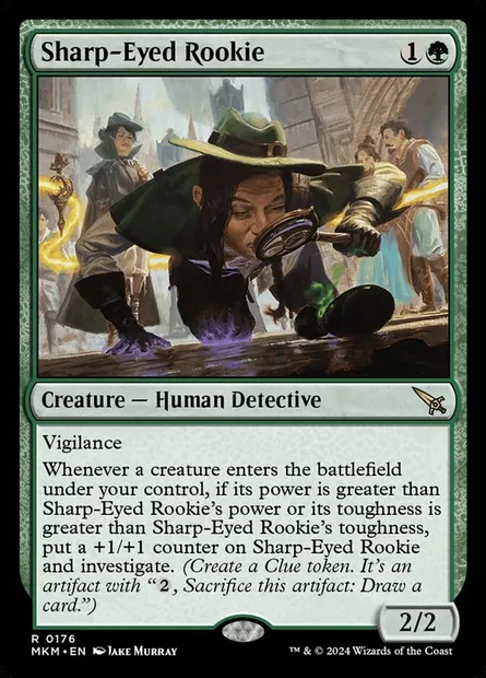 Sharp-Eyed Rookie, Magic card MKM 176 — Murders at Karlov Manor set