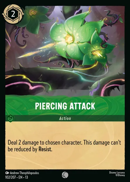 Piercing Attack, Disney Lorcana card CH13-102 — Attack of the Vine! set