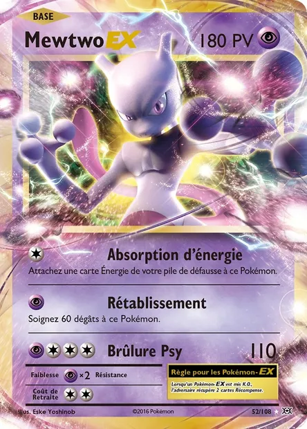 Mewtwo EX, carte Pokémon EVO 52 — extension Évolutions