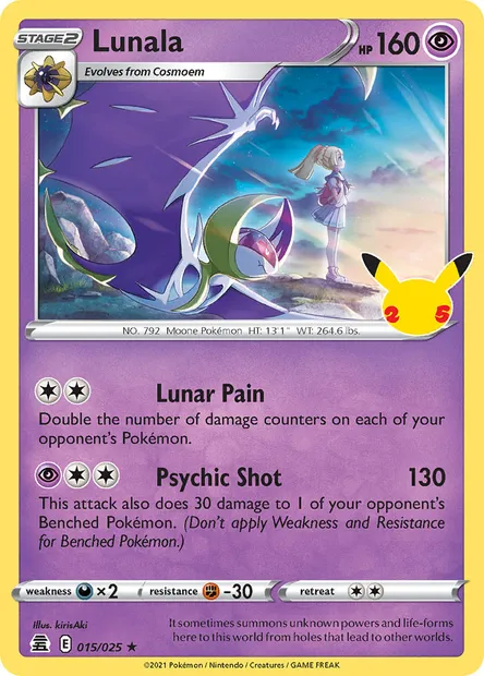 Lunala, Pokémon card CEL 15 — Celebrations set