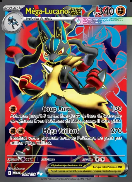 Méga-Lucario-ex, carte Pokémon MEG 160 — extension Méga-Évolution
