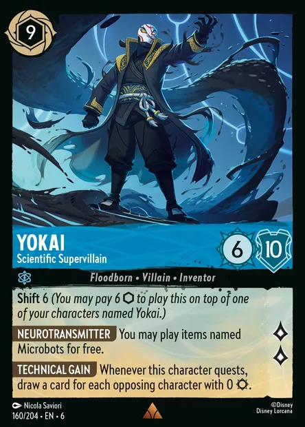 Yokai - Scientific Supervillain, Disney Lorcana card CH6-160 — Azurite Sea set