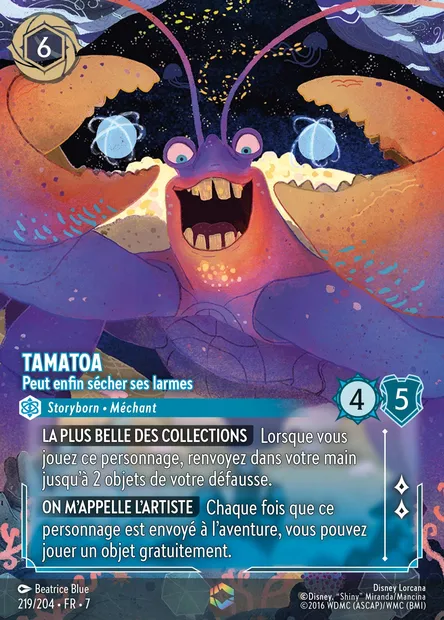 Tamatoa - Peut enfin sécher ses larmes, carte Disney Lorcana CH7-219 — extension L'île d'Archazia