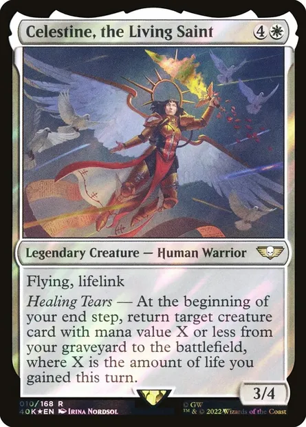 Célestine, la Sainte vivante, carte Magic 40K 10★ — extension Warhammer 40,000 Commander
