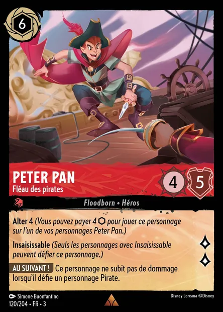 Peter Pan - Fléau des pirates, carte Disney Lorcana CH3-120 — extension Les Terres d'Encres