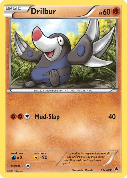 Drilbur, Pokémon card EPO 55 — Emerging Powers set
