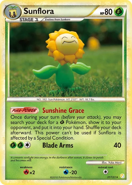 Sunflora, Pokémon card HS 31 — HeartGold SoulSilver set