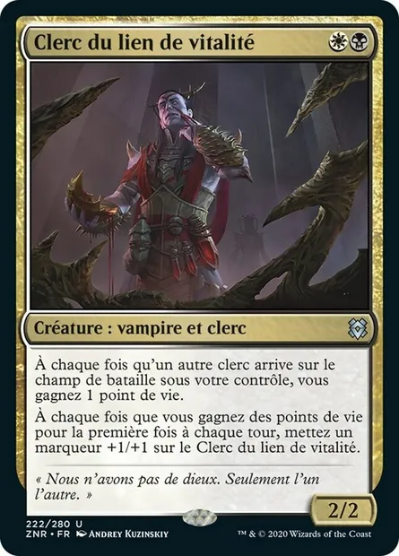 Clerc du lien de vitalité, carte Magic ZNR 222 — extension Renaissance de Zendikar