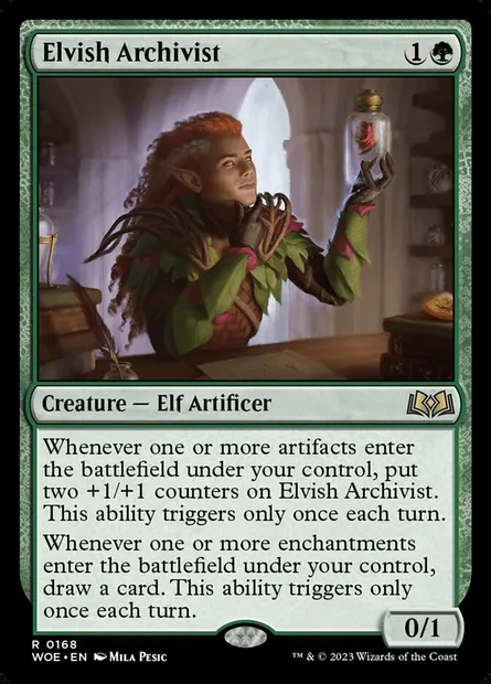 Elvish Archivist, Magic card WOE 168 — Wilds of Eldraine set