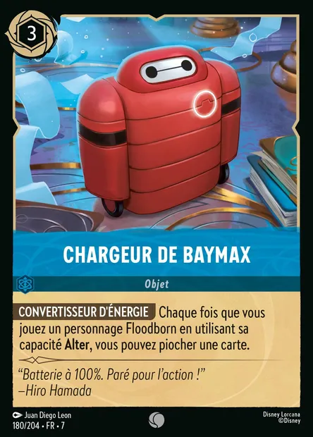 Chargeur de Baymax, carte Disney Lorcana CH7-180 — extension L'île d'Archazia