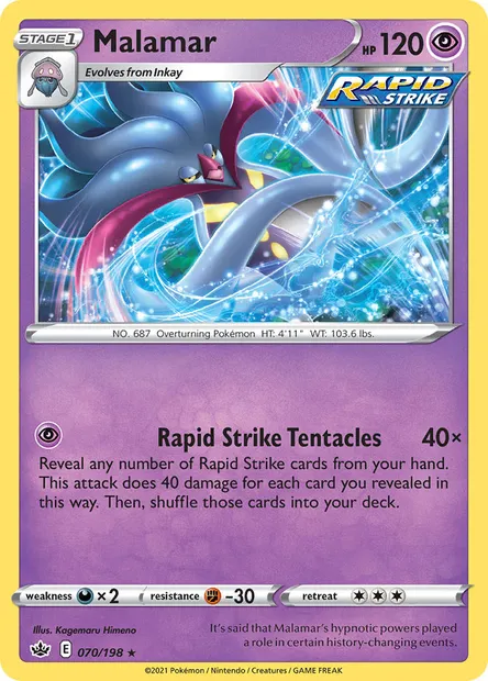 Malamar, Pokémon card CRE 70 — Chilling Reign set