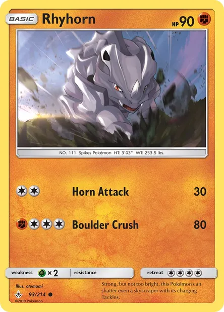 Rhyhorn, Pokémon card UNB 93 — Unbroken Bonds set