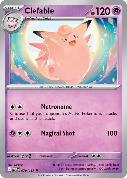 Clefable, Pokémon card TWM 079 — Twilight Masquerade set