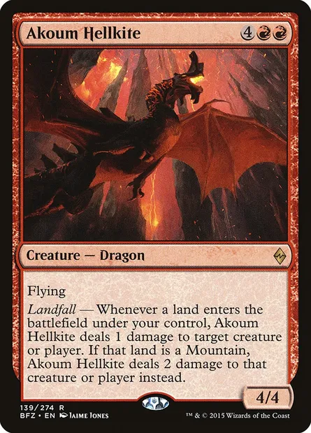 Akoum Hellkite, Magic card BFZ 139 — Battle for Zendikar set