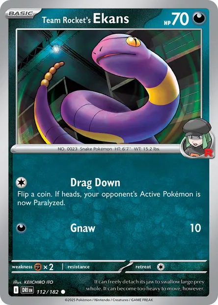 Team Rocket's Ekans, Pokémon card DRI 112 — Destined Rivals set