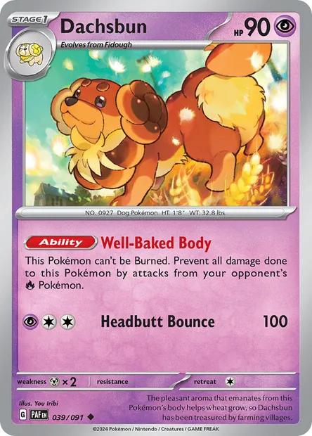 Dachsbun, Pokémon card PAF 039 — Paldean Fates set