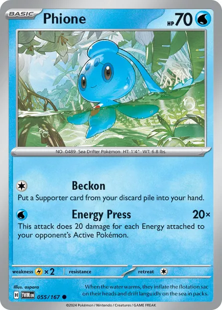 Phione, Pokémon card TWM 055 — Twilight Masquerade set