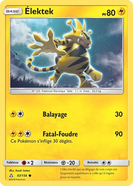 Élektek, carte Pokémon UPR 43 — extension Ultra-Prisme