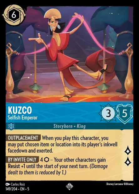 Kuzco - Selfish Emperor, Disney Lorcana card CH5-149 — Shimmering Skies set