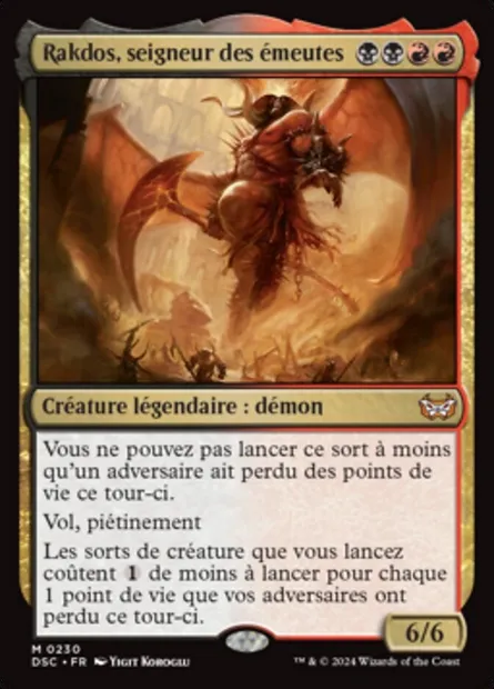 Rakdos, seigneur des émeutes, carte Magic DSC 230 — extension Duskmourn: House of Horror Commander