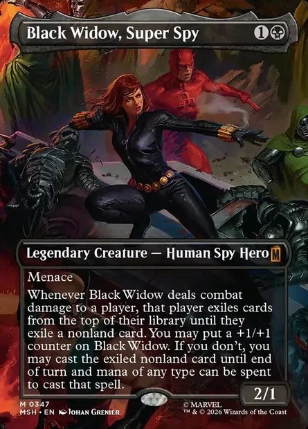 Black Widow, Super Spy, Magic card MSH 347 — Marvel Super Heroes set