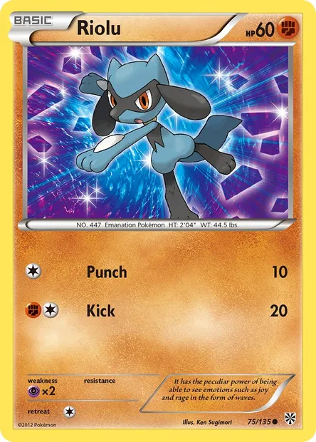 Riolu, Pokémon card PLS 75 — Plasma Storm set