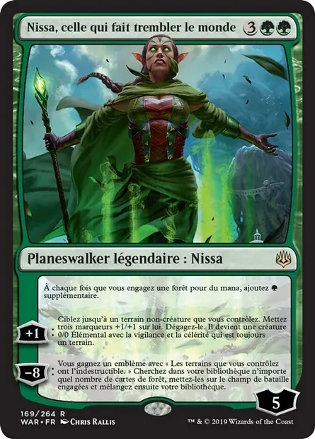 Nissa, celle qui fait trembler le monde, carte Magic WAR 169 — extension La guerre des Planeswalkers