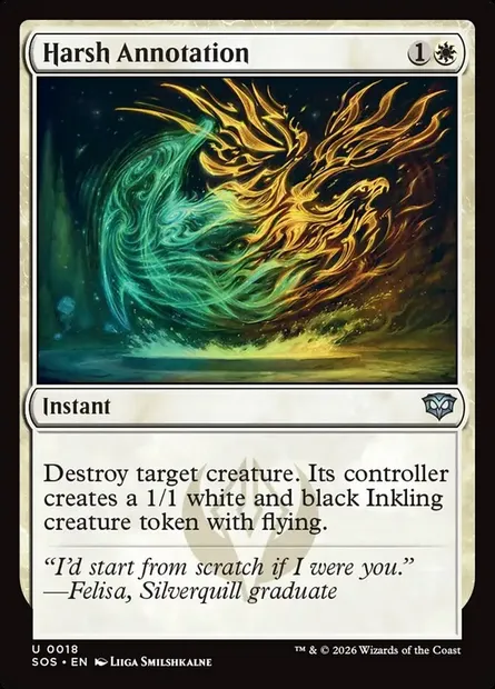 Harsh Annotation, Magic card SOS 18 — Secrets of Strixhaven set